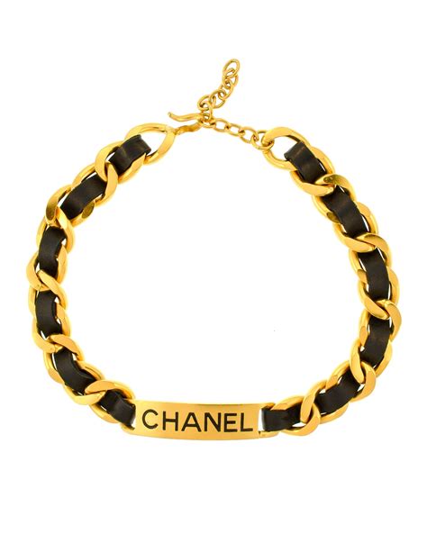 chanel black leather choker|Chanel choker necklace 1995.